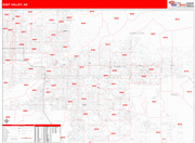 East Valley Metro Area Wall Map Red Line Style